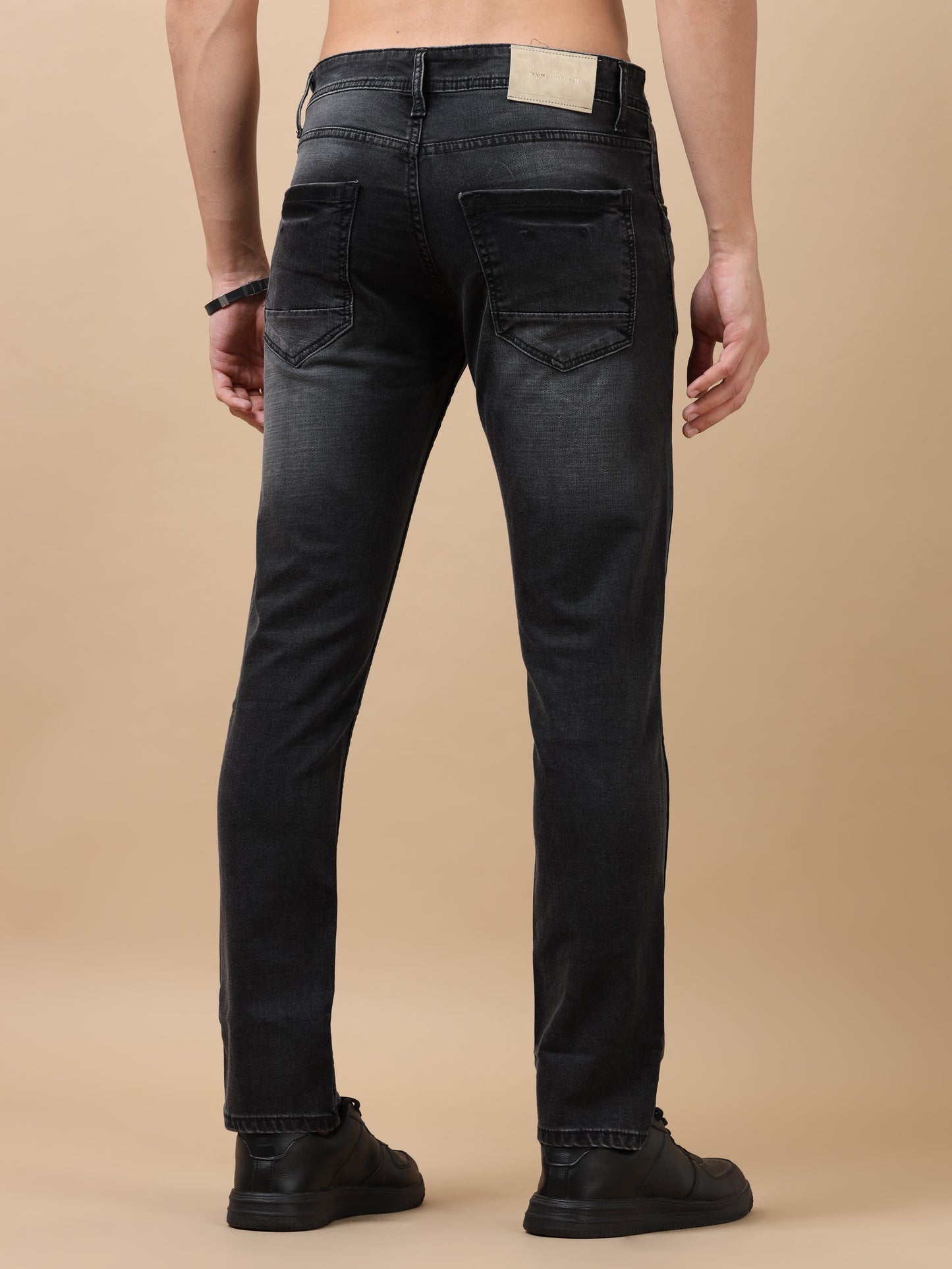 Dark Navy Peached Knitted Denim Jeans