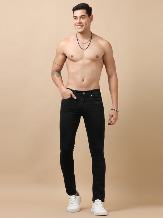 Dark Grey Peached Knitted Denim Jeans