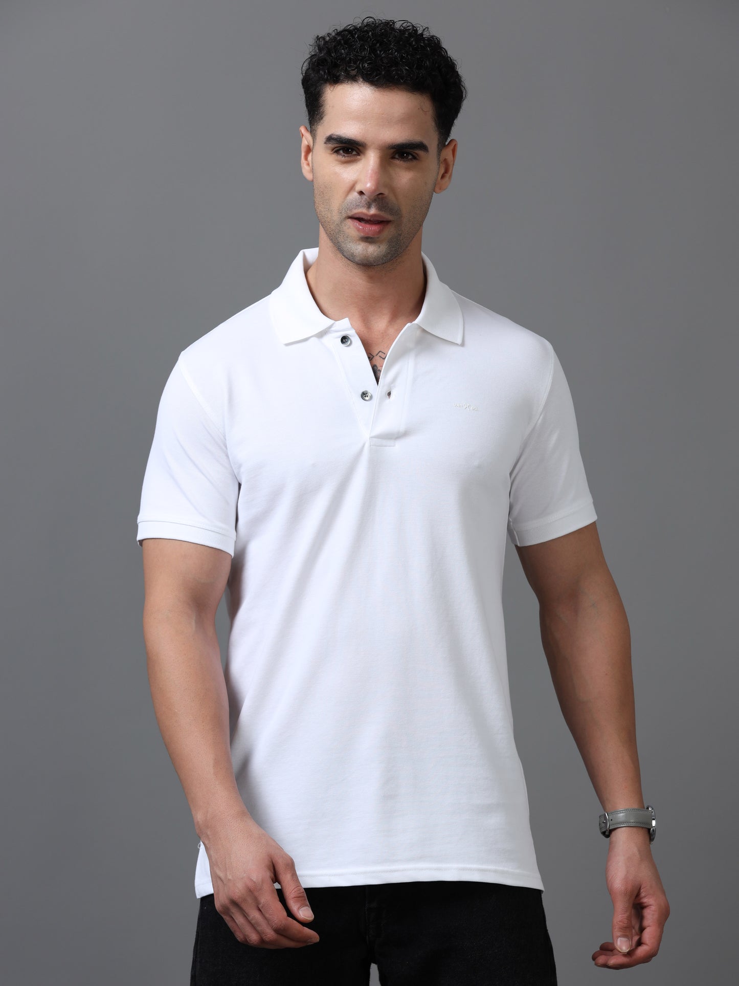 Imported White Collar Polo Neck