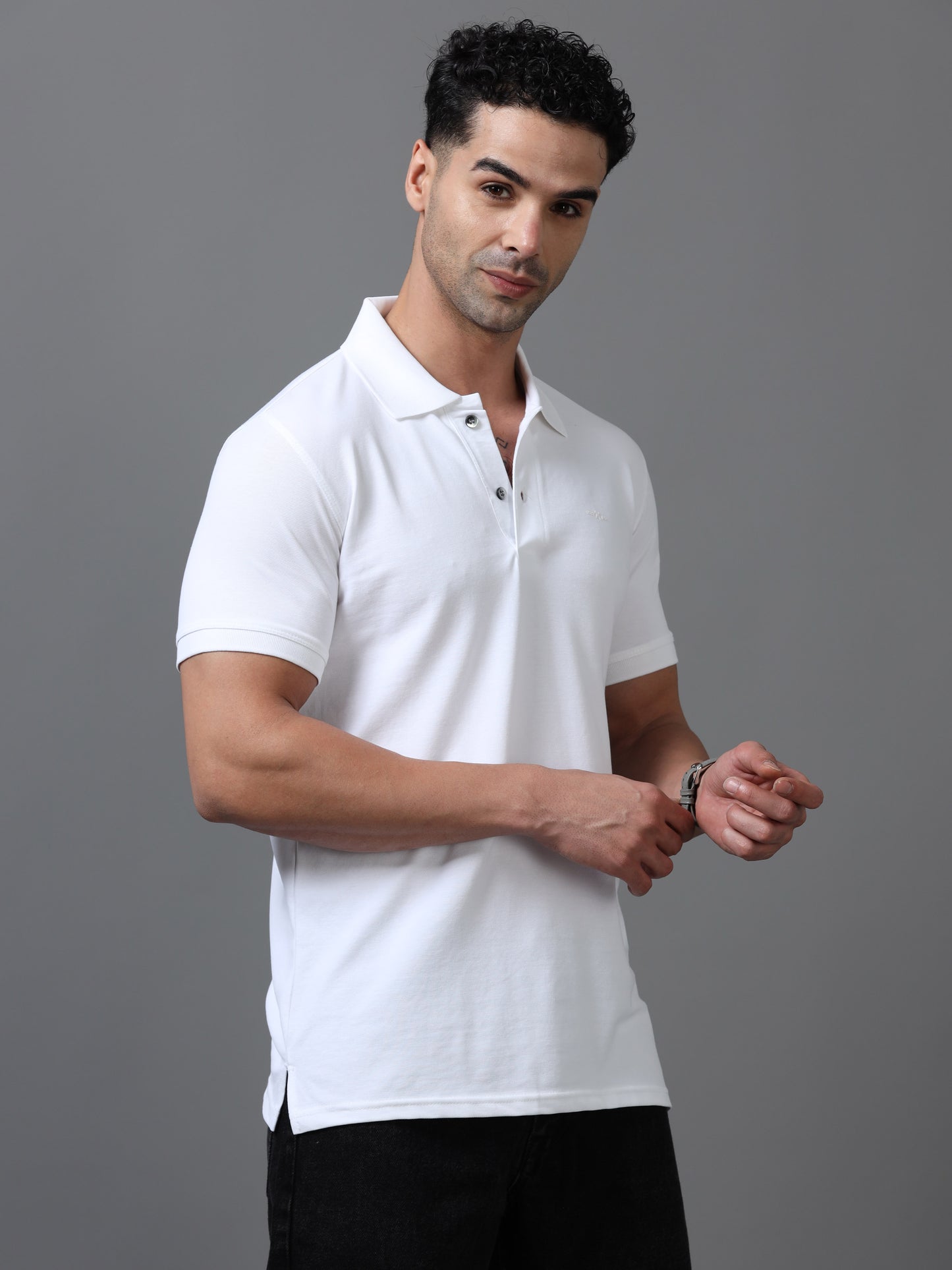 Imported White Collar Polo Neck