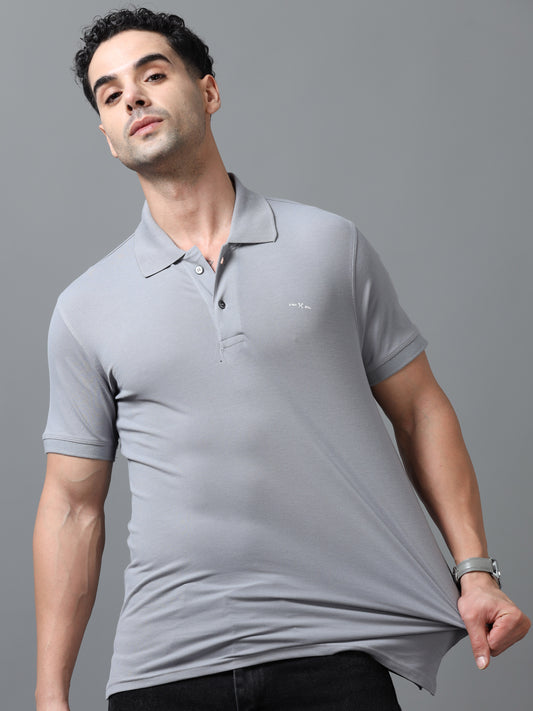 Imported Grey Collar Polo Neck