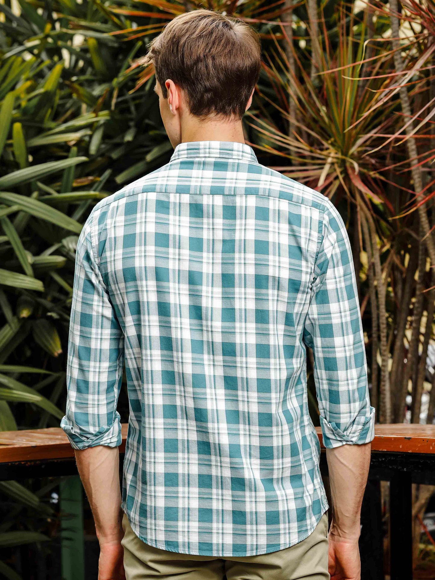 Bluish Double Box Pocket Checks Shirt