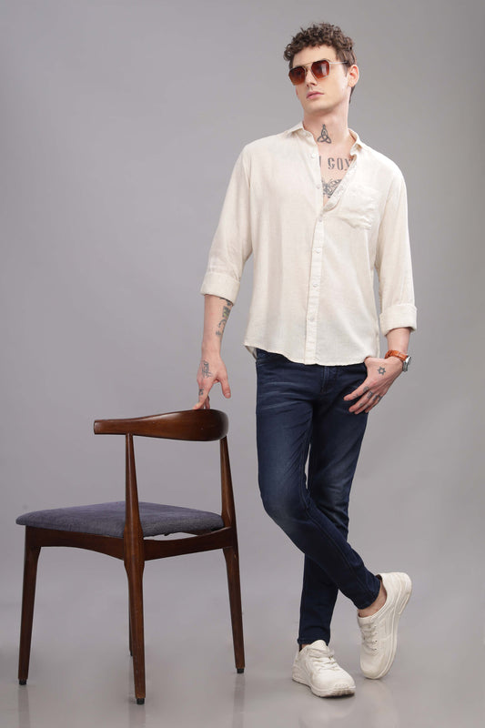 Pure Linen Off White Shirt