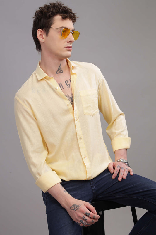 Pure Linen Yellow Shirt