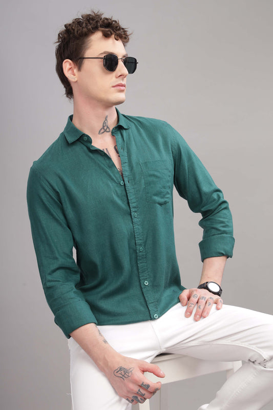 Pure Linen Green Shirt