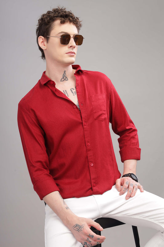 Pure Linen Red Shirt