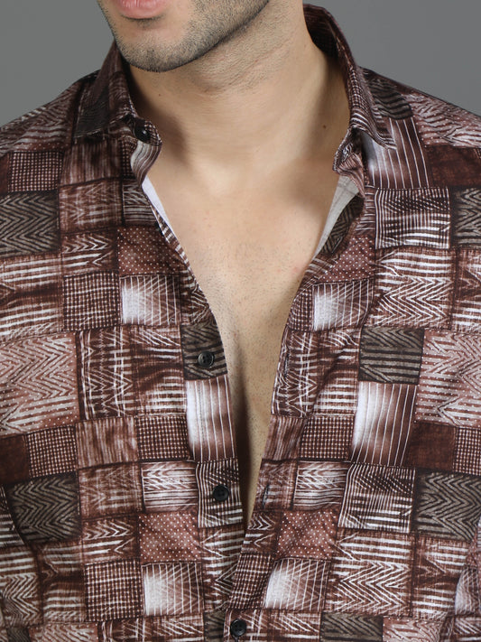 Brown Rock Print Shirt