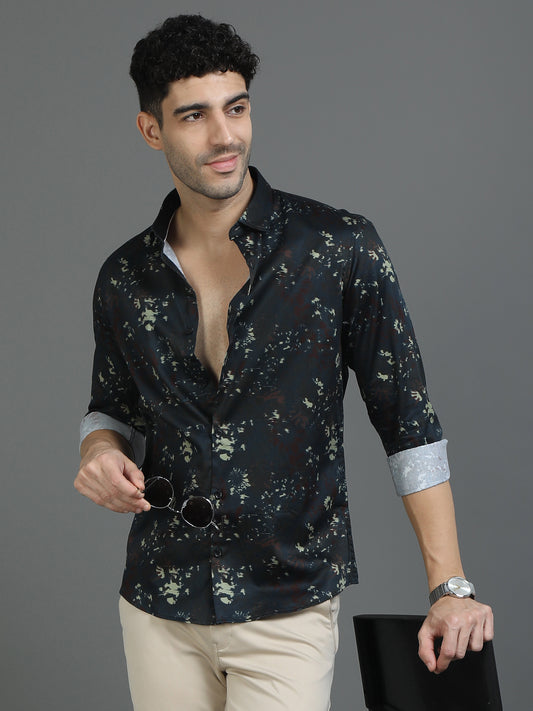 Dark Green Street Style Print Shirt