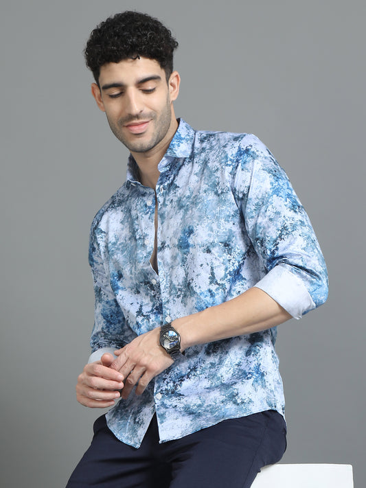 Blue Expressive Printed Shirt