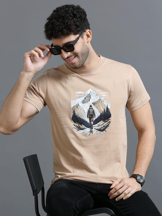 Hiking Beige Printed Tee