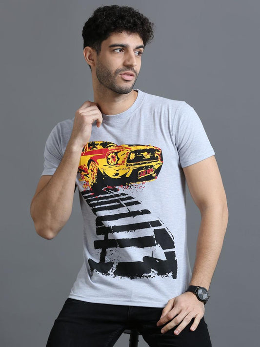 Car Grey Printed Tee