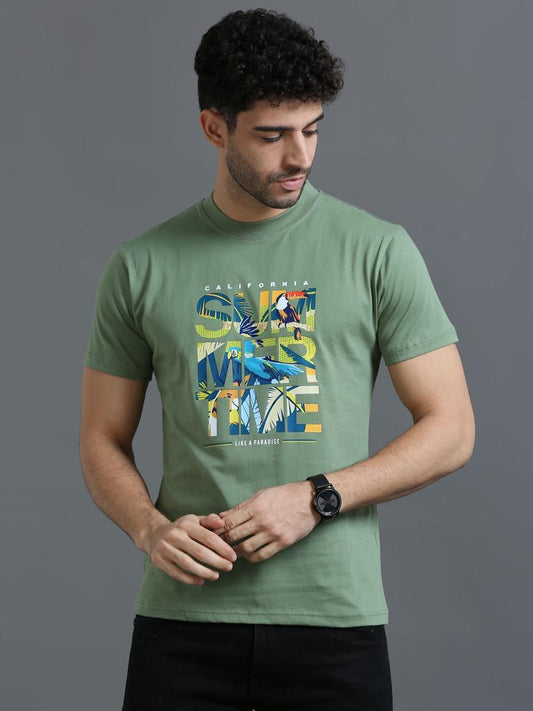 Summer Time Green Printed Tee